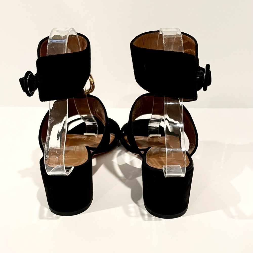 Aquazzura Black Sandals with Suede Straps and Ankle Buckle - Picture 4 of 5